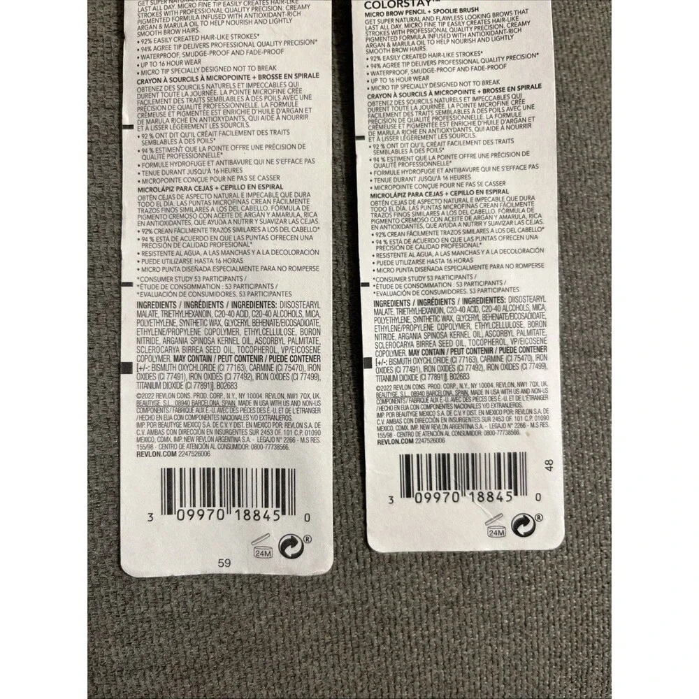 Revlon Colorstay Micro Brow Pencil Hair-Like Precision 454 Medium Brown, 2 packs